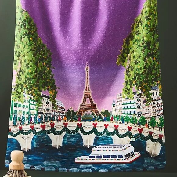 Anthropologie Holiday in the City PARIS Cotton Dish Towel 28 x 21” New